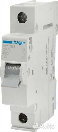 Автоматический выключатель MY163 1P C63 А 4.5 кА
