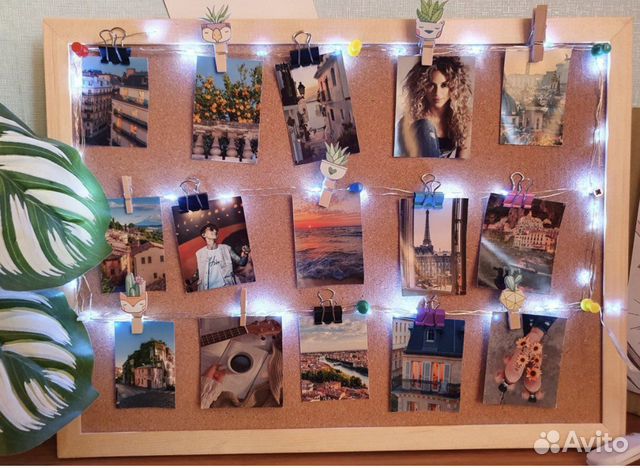 Пробковая доска мудборд для заметок 40х30