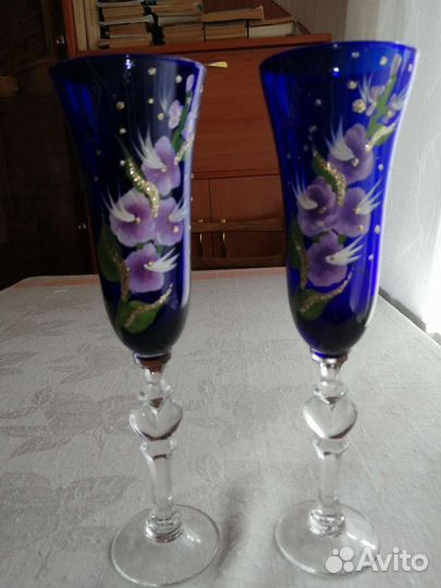 Фужеры, бокалы цветное стекло