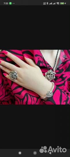 Серебряный комплект. Браслет+ кулон