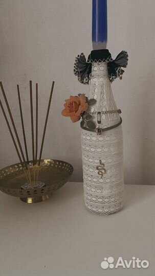 Декоративная бутылка подсвечник