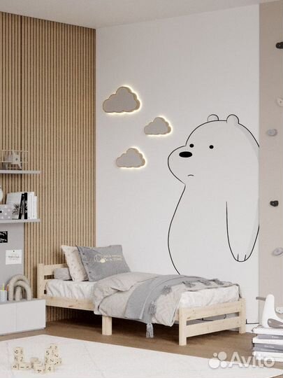 Кровать односпальная из массива дерева