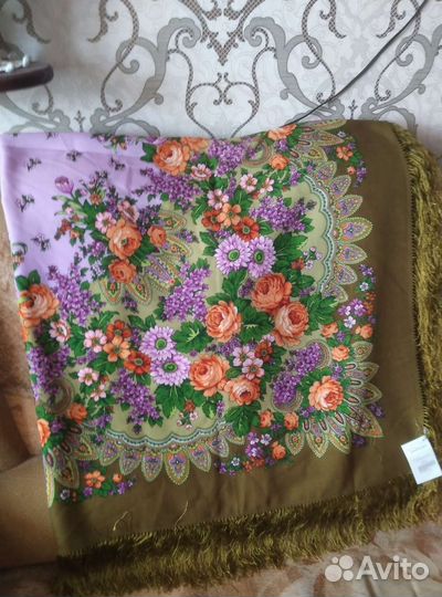 Платок Павлопосадский цветёт сирень 146 на 146