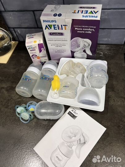 Молокоотсос ручной avent + доп бутылочки