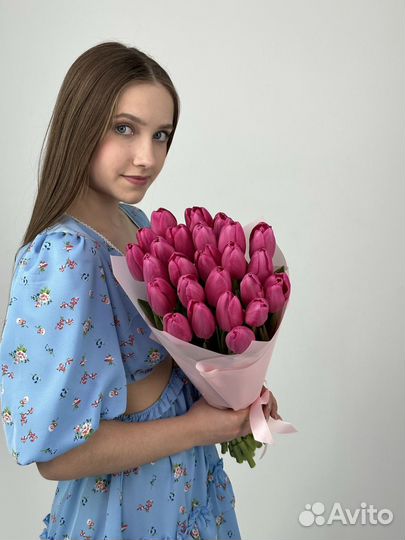 Тюльпаны розовые 25 шт