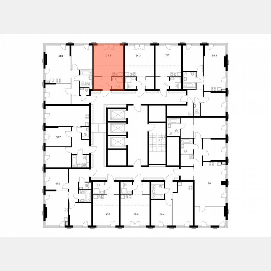 Квартира-студия, 24,3 м², 19/20 эт.