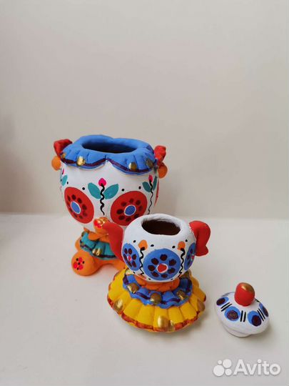 Самовар-шкатулка. Дымковская игрушка