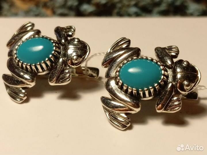 Бирюза натуральная /серебряные серьги