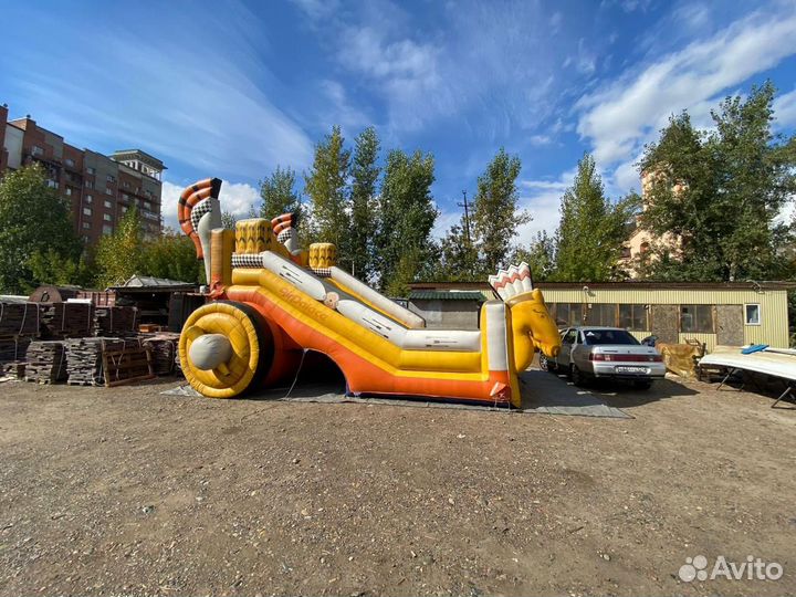 Детский надувной батут с горкой