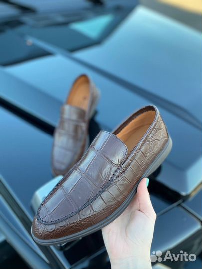 Лоферы мужские Loro Piana из кожи крокодила