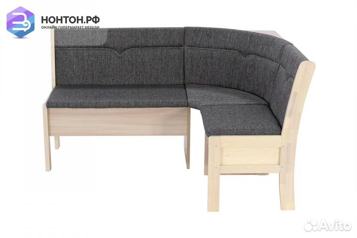 Кухонный угловой диван Этюд 2-1 серый / выбеленная