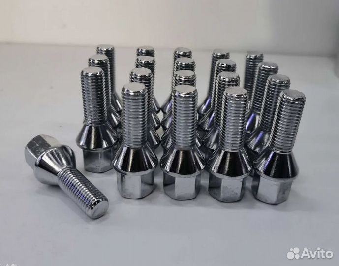 Болт колёсный М12x1.5x28 хром конус, ключ 17