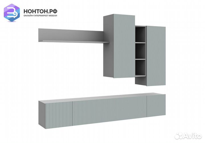Стенка Сканди серый шифер / грин грей софт