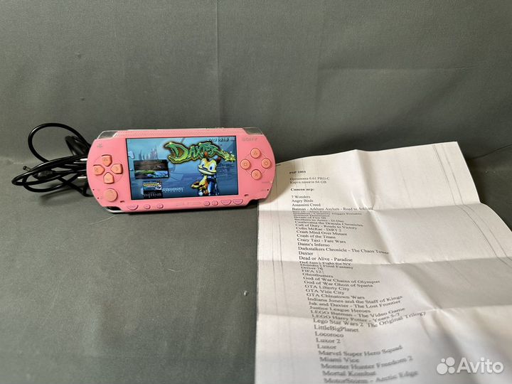 PSP Розовая прошитая 64гб с играми