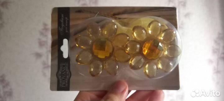 Зажимы для штор магнитные, 2шт, желтые