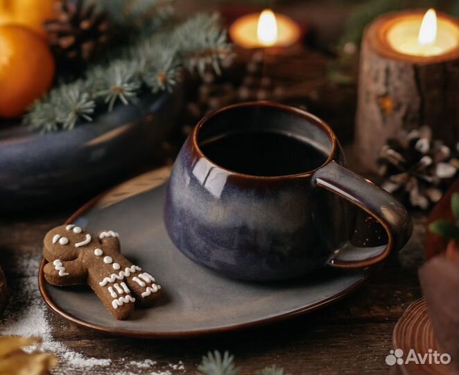 Чайная, кофейная пара, фарфор ручной работы Veles