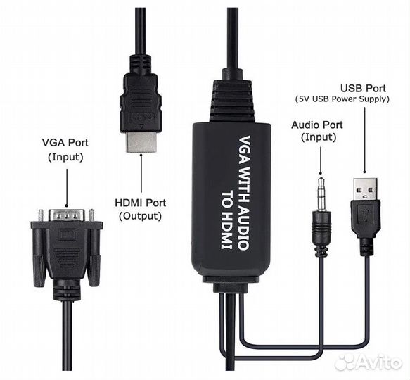 Кабель-конвертер 1,2 метра из VGA в hdmi, vga-hdmi