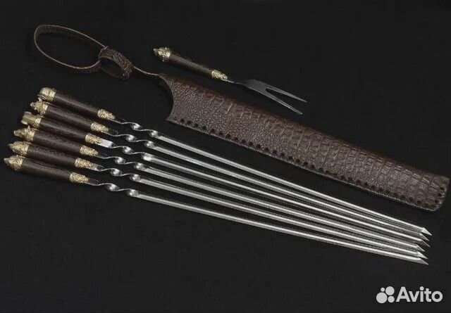 Набор шампуров Звери венге + вилка