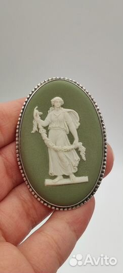 Брошь Wedgwood Jasperware, Англия, серебро 925 п