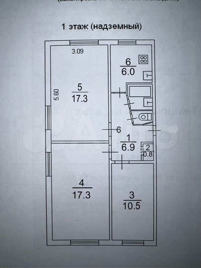 3-к. квартира, 62 м², 1/5 эт.