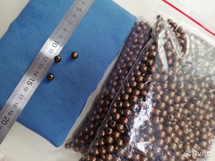Бусы бусинки коричневые и серые