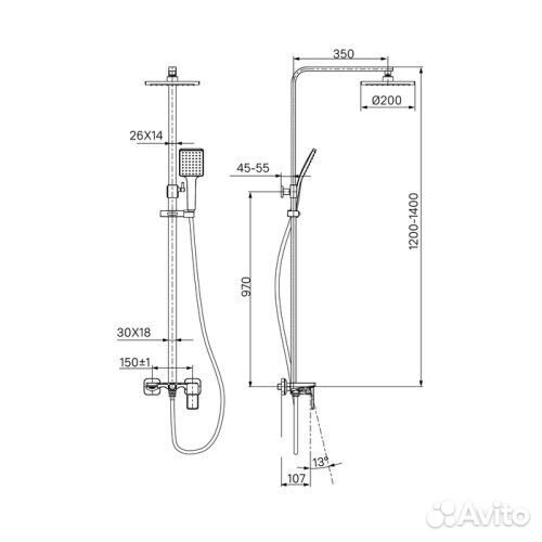 Система душевая iddis Bild с тропическим душем, хром bilsb1Fi06