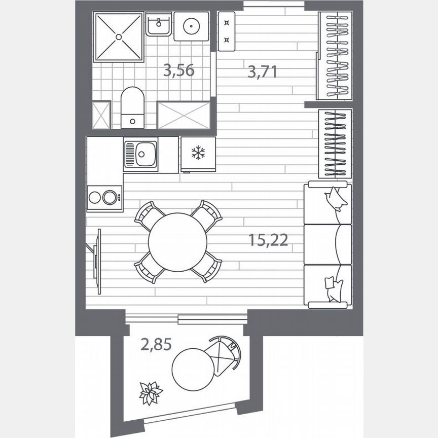 Квартира-студия, 23,4 м², 8/13 эт.