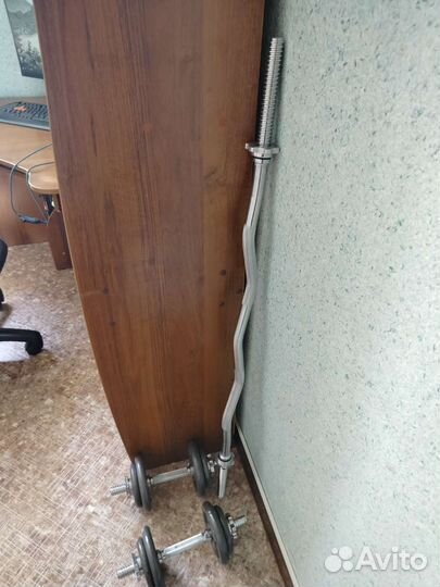 Гантели 10 кг чугун / гриф 5 кг хромированный