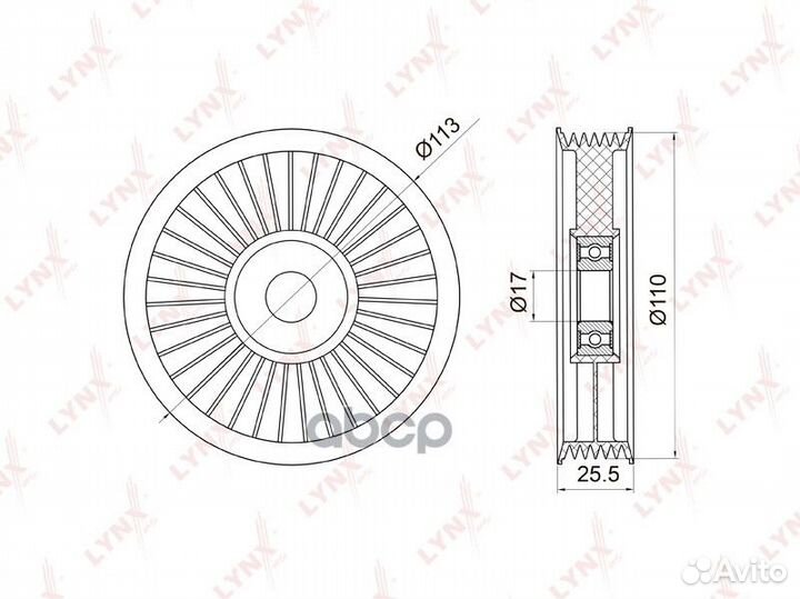 Ролик обводной приводного ремня PB7008 lynxauto