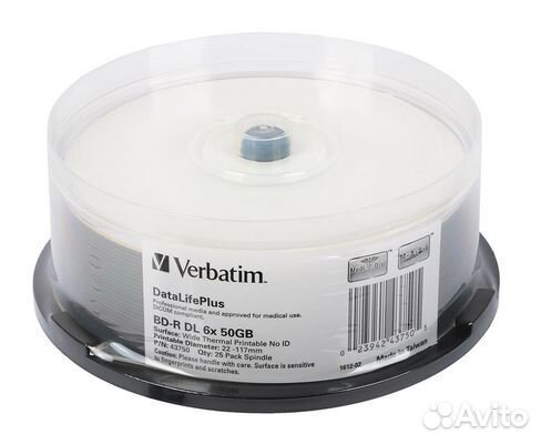 Компакт диск BD-R Verbatim 43750 50Гб 6x 25шт Prin