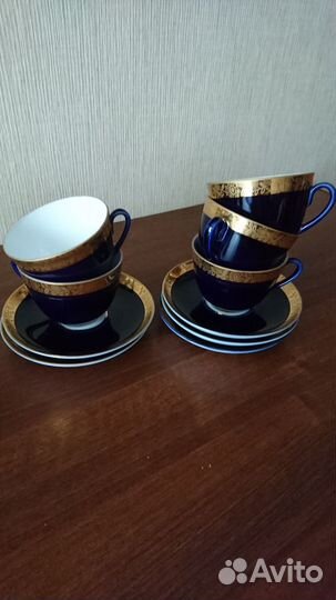 Чашки с блюдцами-кобальт лфз