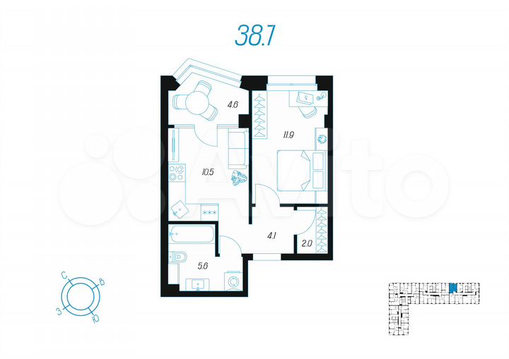 1-к. квартира, 38,7 м², 16/24 эт.