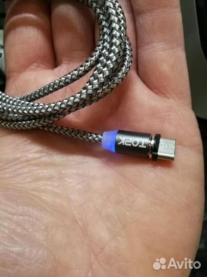 Магнитный кабель фир.Topk (1m.микр.usb.tupe c.айфо