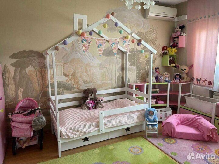 Кроватка Теремок берёза высокий борт детская