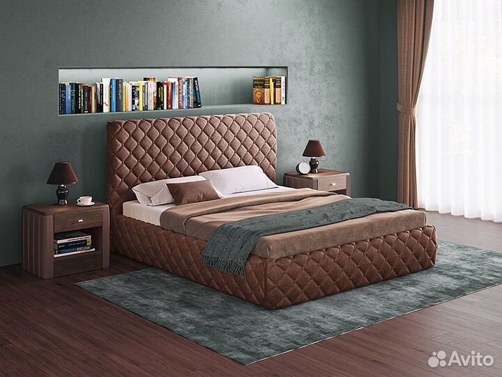 Кровать двуспальная гармония люкс, Бархат 03 (140)