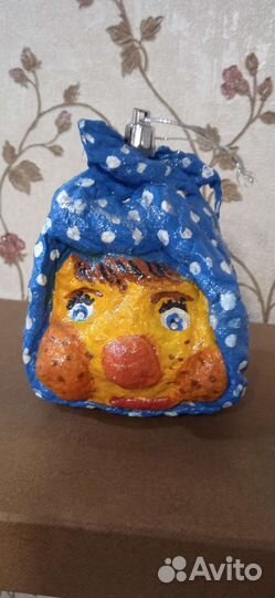 Новогодняя ватная игрушка колобок