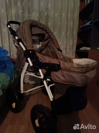 Детская коляска трансформер 3 в 1,надувные колёса