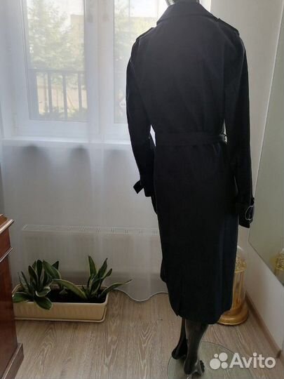 Хлопковый лондонский плащ хлопок тёмно-синий