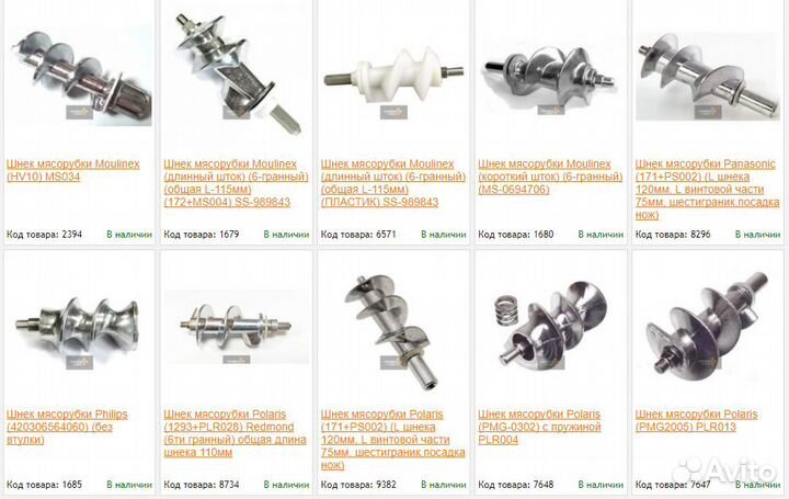 Запчасти для мясорубок, бытовая техника для кухни