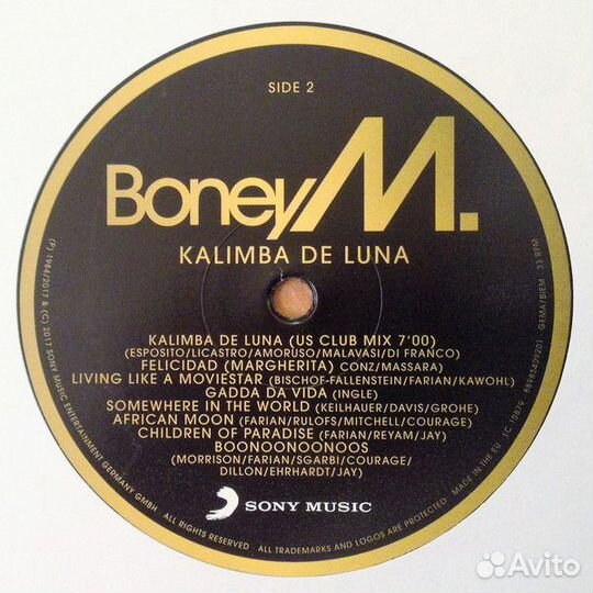 Виниловая пластинка Boney M. kalimba DE luna
