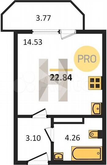 Квартира-студия, 22,8 м², 14/19 эт.