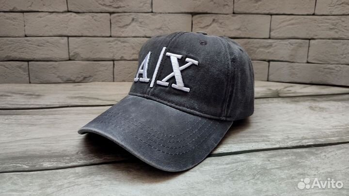 Кепка бейсболка Armani exchange джинсовая серая