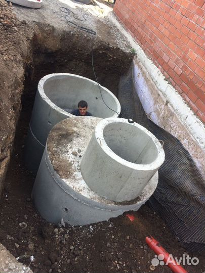 Выгребная яма под ключ. Септик. Жб бетонные кольца