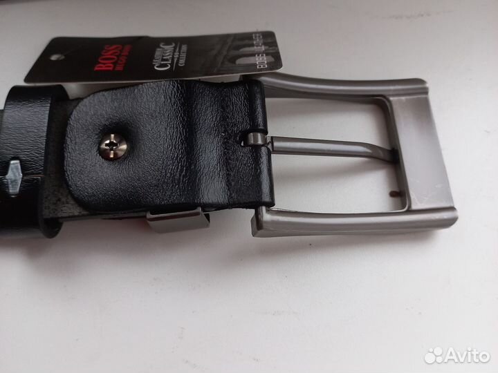 Ремень нат кожа Boss черный