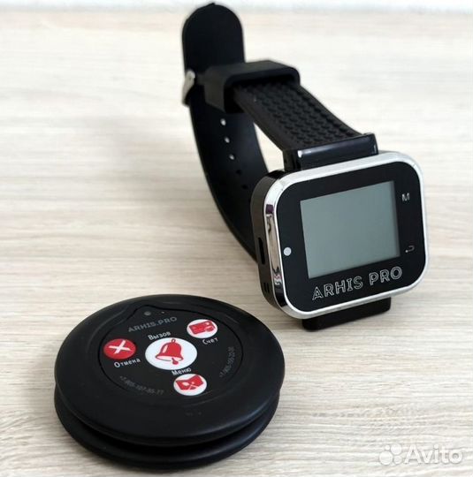 Кнопка вызова официанта Слим в ассорт и часы