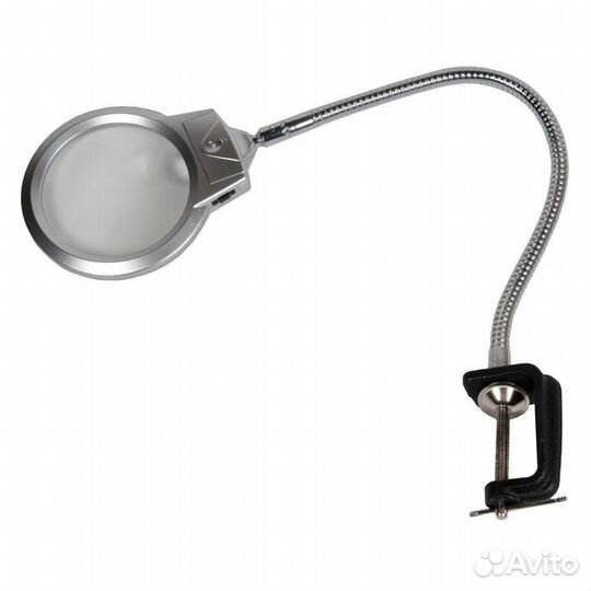 Лупа настольная 2x/5x-107мм на струбцине с подсвет