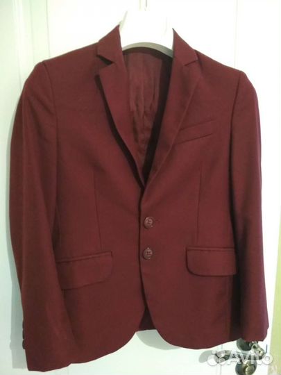 Школьный пиджак, бордовый, шерсть