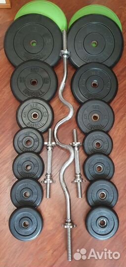 Комплект спортивных блинов и грифов