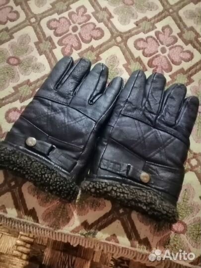Мужские кожаные перчатки зимние