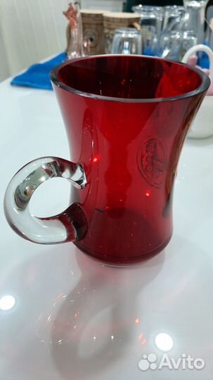 Кружка пивная из красного стекла СССР
